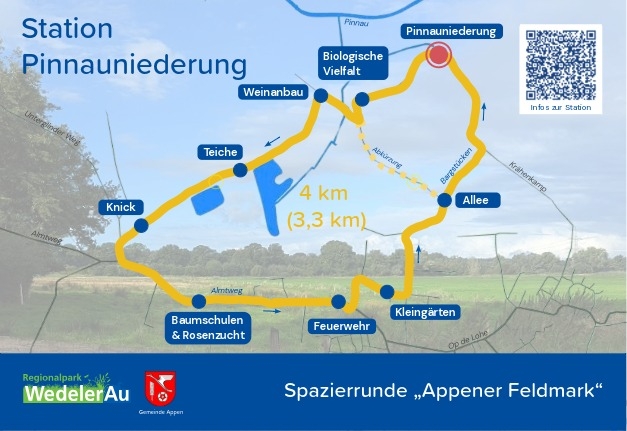 44 Spazierrunde Appen Station Pinnauniederung Schild