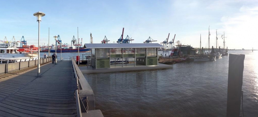 So könnte das neue Besucher- und Informationszentrum im Museumshafen Oevelgönne aussehen