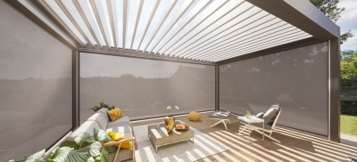 Rundum-Wetterschutz mit dem Lamellendach auf Ihrer Terrasse oder im Garten.